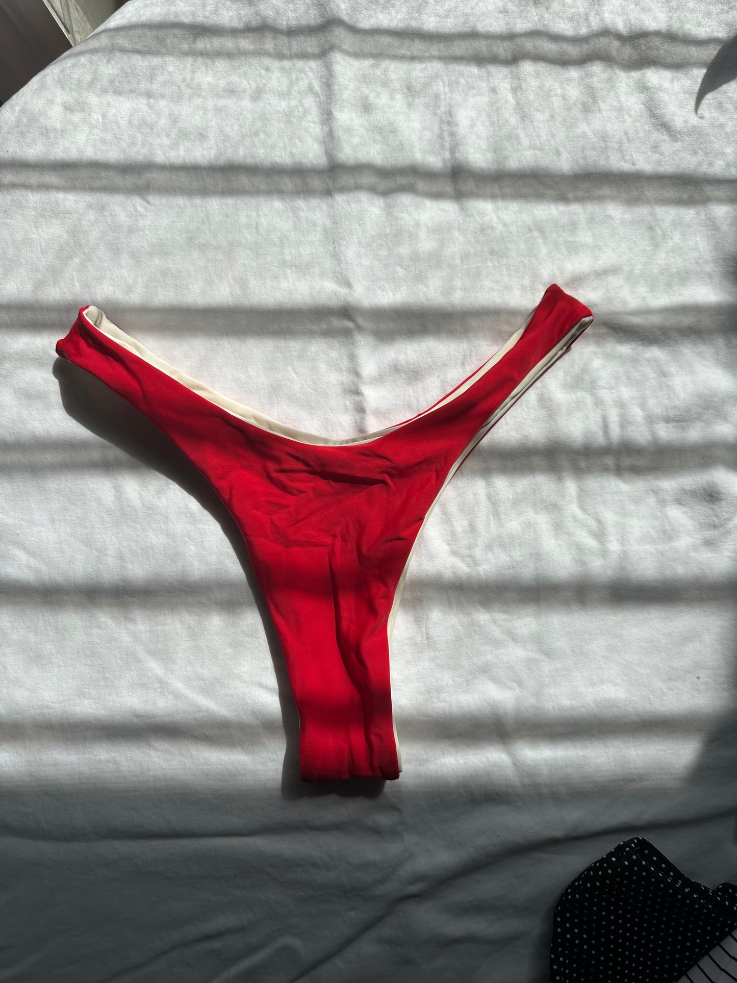 classic red 90s bottoms - small - ivory lining