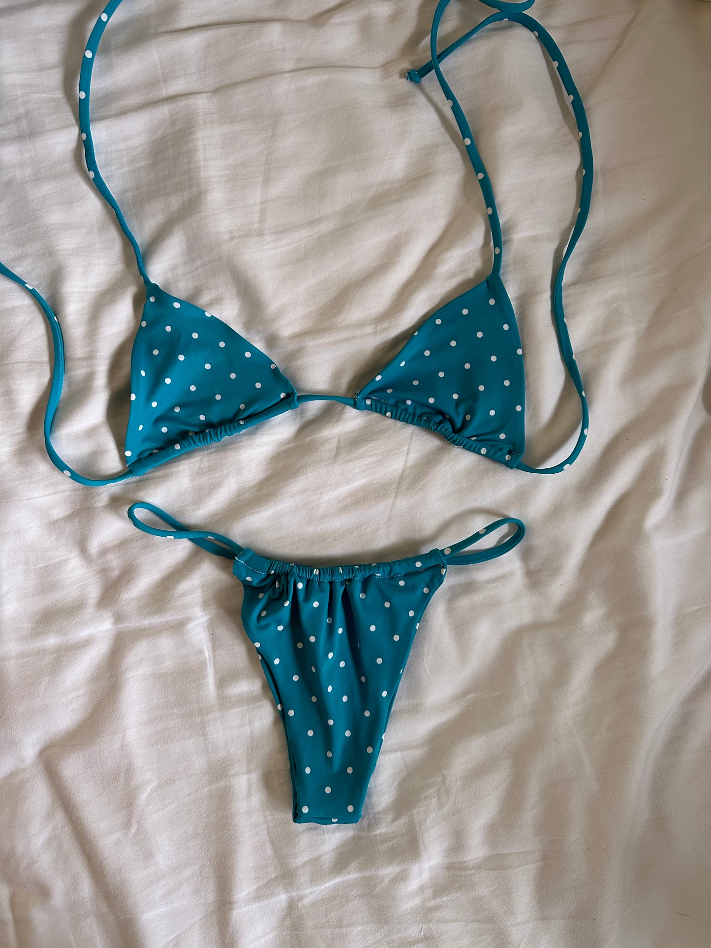 baby blue polka dot triangle